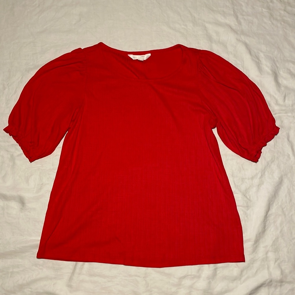 Red Blouse with Poofy Sleeves
